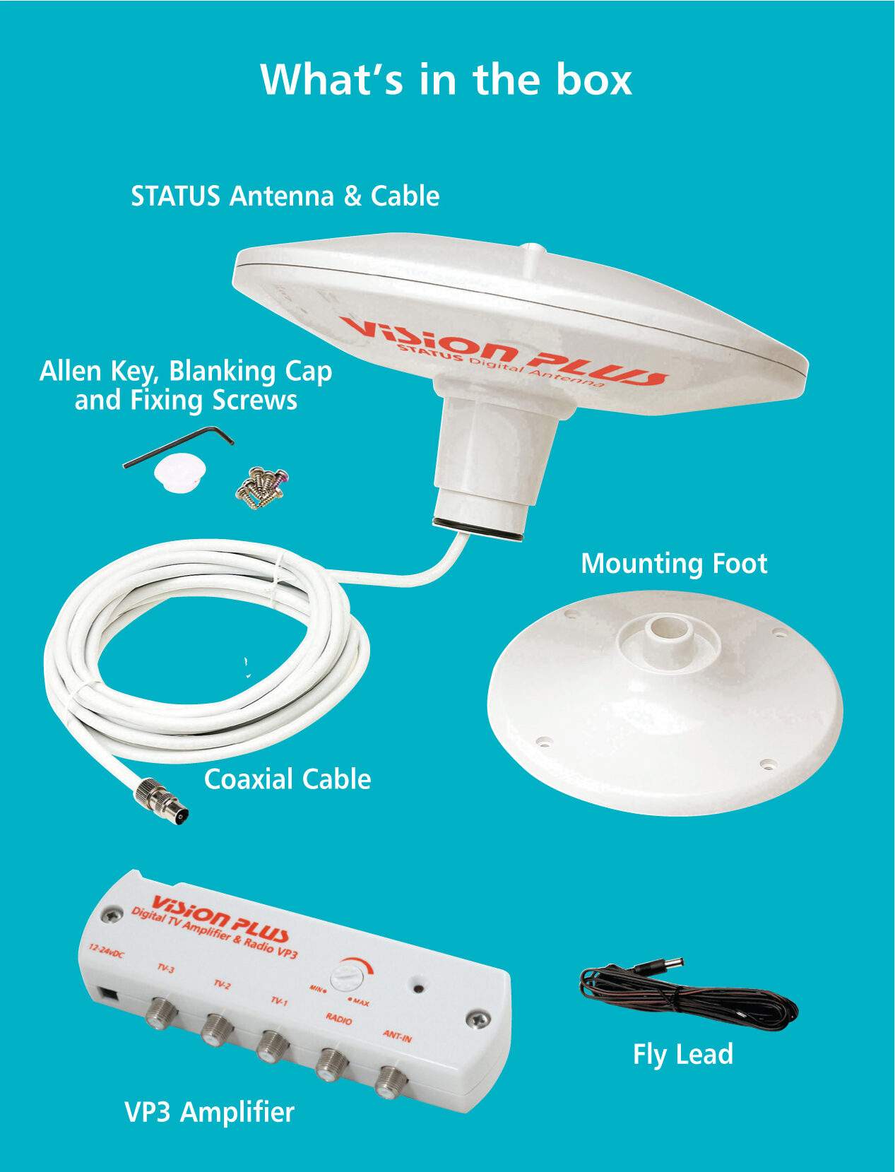 STATUS 350 Omni-Directional Antenna (1m Coax) with VP3 Amplifier for Digital TV & FM Radio - Image 5